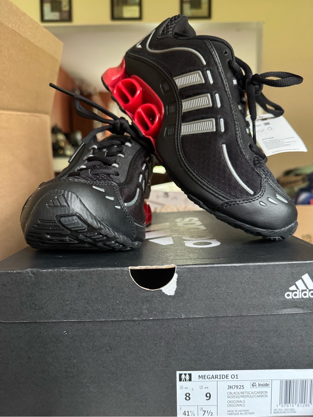 adidas Black Sneakers with Red Heel Pods
